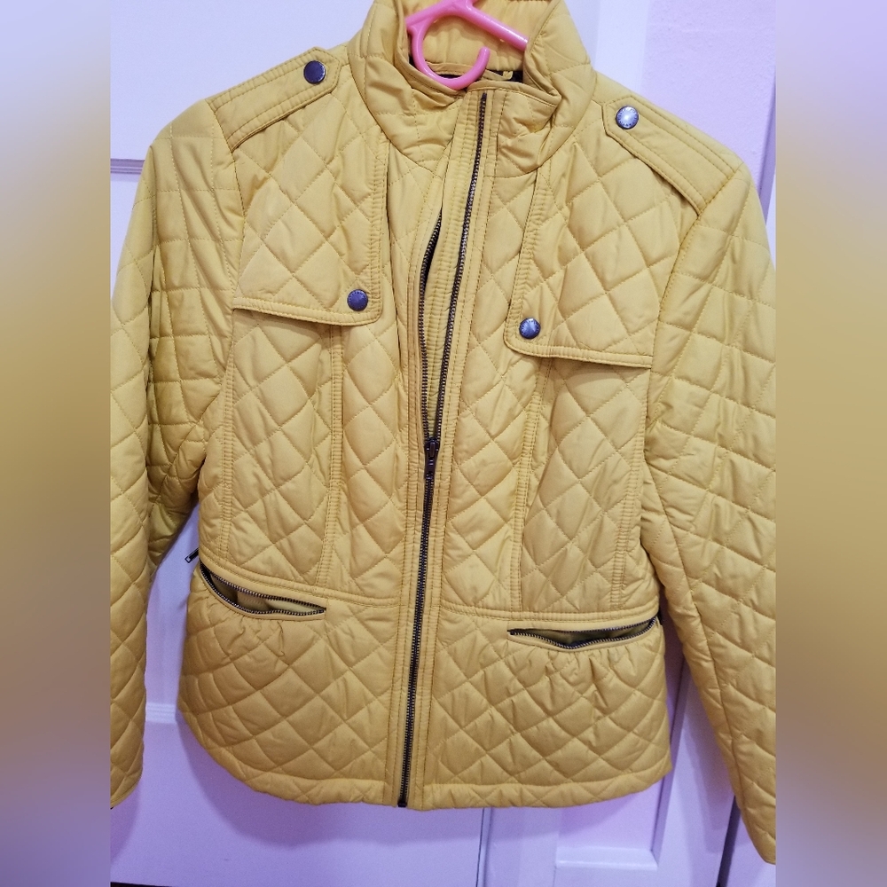 Talbots Mustard Quilted Puffer Jacket